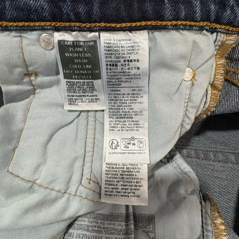 Levi's Indigo Distressed Jean Button Fly Shorts